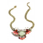 Lotus Geo Crystal Stone Statement Necklace